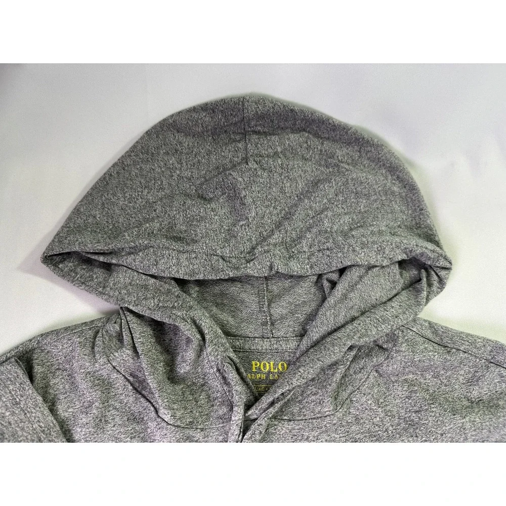 Polo Ralph Lauren Hoodie Shirt Large‎ Gray Long Sleeve Jersey Cotton Pullover L